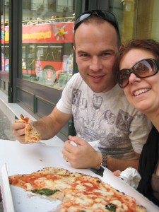 Enjoying pizza at it's birthplace, Naples, Italy