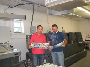 Inspecting Book Covers in the Pressroom at Printing Edge With My Brother Mike