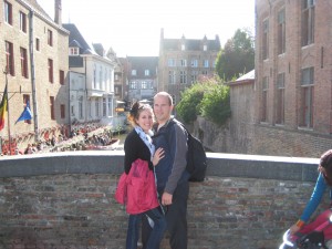 Overlooking the canal in Bruges, Belgium