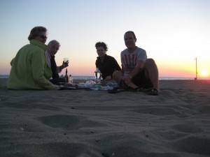 Picnic at Sunset on the Mediterranean Beach, Fiumicino, Italy