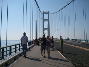 Walking the Mackinaw Bridge, 5 miles long!